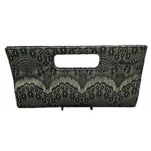 Vintage Clutch Black  Envelope Purse Classic Fashion Bug Lace Detail Snaps Shut